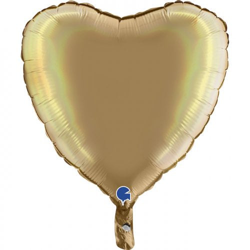 18inch Heart Holographic Platinum Champagne Heart